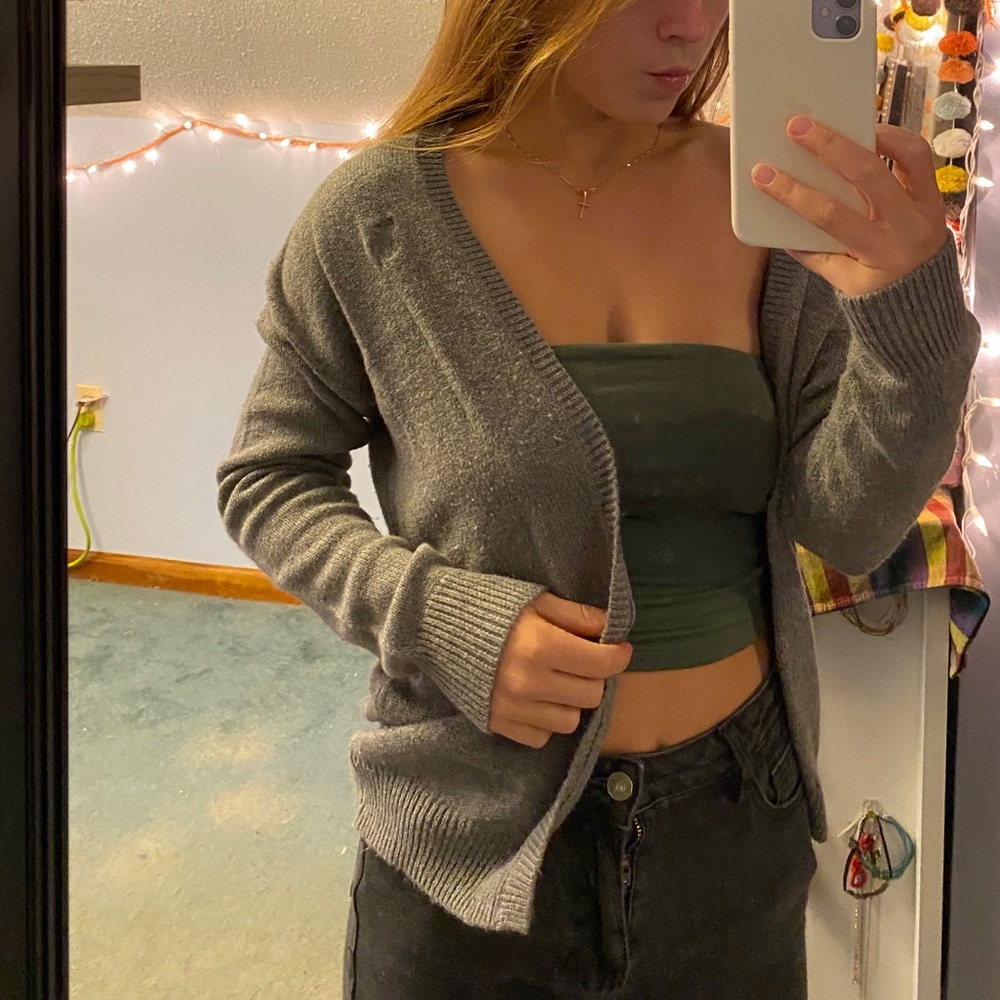 Gray cardigan